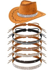 6 Pcs Bling Rhinestone Hat Bands for Cowboy Hats Rhinestone Cowgils Western S...