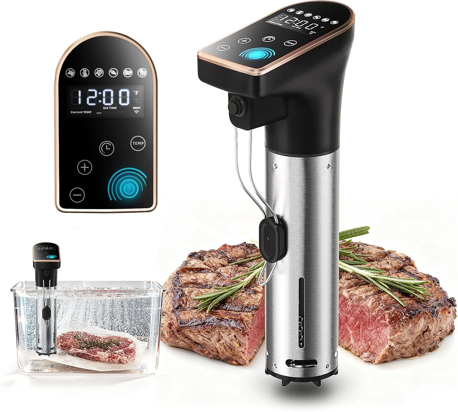 1300W Sous Vide Cooker - Waterproof, Quiet, 6 Gourmet Meal Presets
Opens in a new window or tab