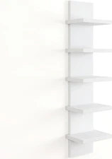 Fun Memories 5 Tier Wall Shelf Unit, White Floating Shelves for Storage