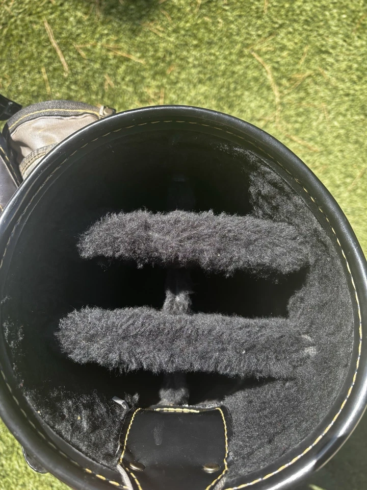 Carro de golf vintage Mizuno de cuero de lona con detalles de latón bolsa de 6 vías negro con lluvia... Foto 3 de 4