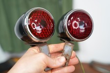 Vintage 1937 Ford Taillight Bullet Lamps Glass Lens Rat Hot Rod W Bracket