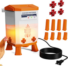2-Gallon Heated Chicken Waterer for Winter, Chicken Water Heater with 4 No-Freez