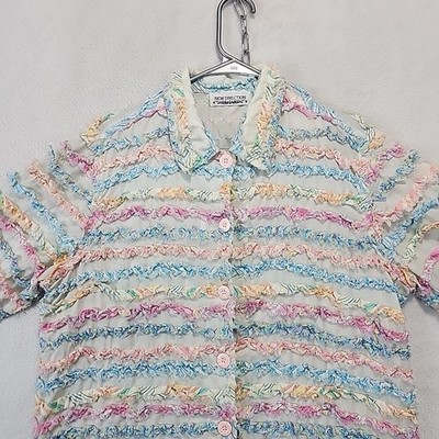 Rag Style Shirt Jacket Lightweight Women's S Button Front New Direction Vintage
