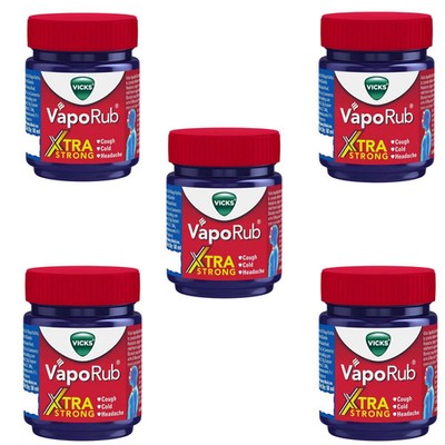 5 X Vicks VapoRub Xtra Strong for Cough Cold and Headache - 50 ml