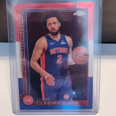 2025-26 Topps Chrome Cade Cunningham #88 Red White & Blue Refractor Pistons