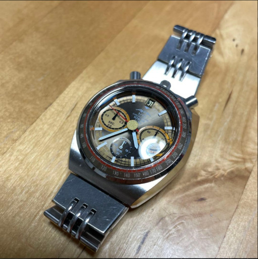 SEIKO ALBA aka V657-6060 Chronograph Brown Horse Watch Working Japan image 3