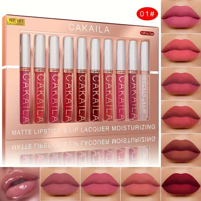 10 Pack Matte Lip Gloss Lipstick Waterproof Long Lasting Gift for Valentine Day