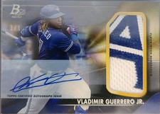 Vladimir Guerrero Jr. Toronto Bluejays Topps Bowman Platinum 1/1 Patch Auto