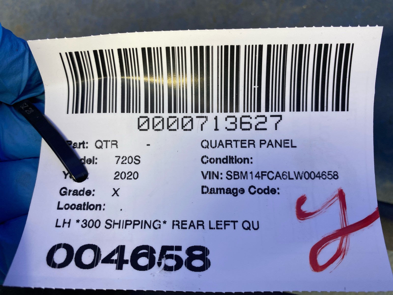 2018-2023 MCLAREN 720S REAR LEFT QUARTER PANEL LUDUS BLUE (LDB) OEM *SCRATCHES*