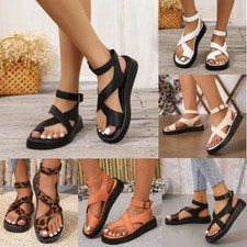 Womens Chunky Sandals Thick Sole Strappy Block Flatform Ladies Shoes Summer Size