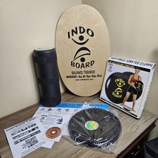 Indo Board Original Balance Training Roller Air Cushion Wood Surf Set Lot - NEW