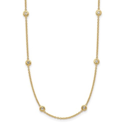 14k Yellow Gold Diamond Stations Necklace 16''