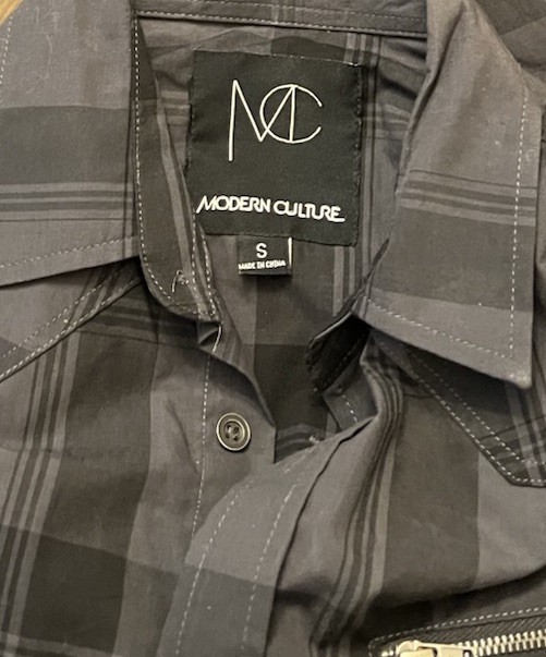 Modern Culture Mens Small Gray Black Plaid Long Sleeve Button Down Shirt NWT