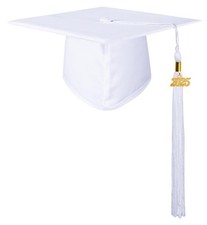 Matte Kindergarten Preschool Graduation Cap for Kids with 2025 Tassel White