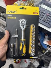 NEW Rolson 12 Piece Socket Set, 5mm To 13mm Sockets, Ratchet, Bar, T-bar