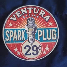 Metal Sign 8" Round Man Cave Garage Bar Gas Station Wall Art Oil Ventura Plugs