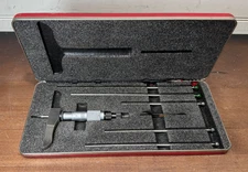 Starrett 443 Depth Micrometer Set With Half Base Depth Gauge