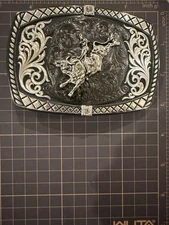 Rare Montana Silversmith Bull Rider buckle Black And Silver