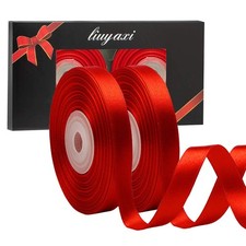 Solid Color Double Faced Red Satin Ribbon 1/2 Inch x 50 Yards Crafts Wedding