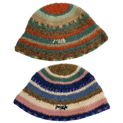 Womens Winter Bucket Hat Warm Knitting Fisherman Cap Casual Panama Hat Sun Cap