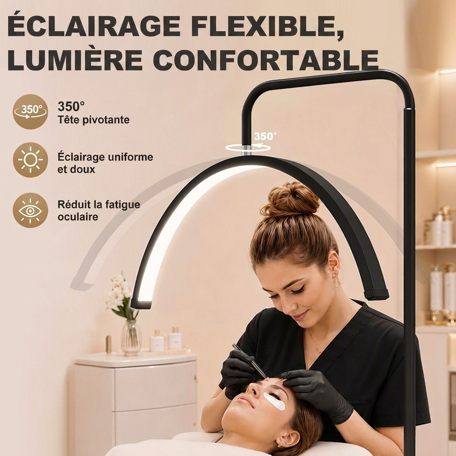 Lampada Da Terra Led A Mezzaluna Rotante 350°, Lampada Da Salotto Dimmerabile 36 foto 4