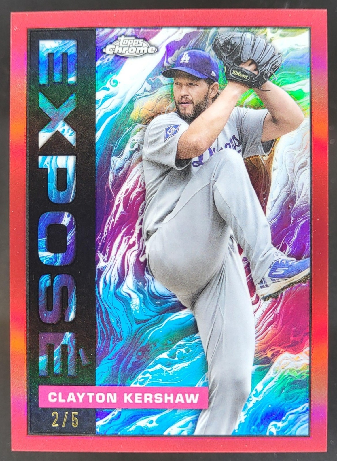 2025 Topps Chrome Update Clayton Kershaw Expose Red Refractor /5 SSP Dodgers FM2