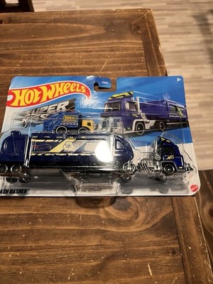 New 2025 Rare Hot Wheels Super Rigs Trash Basher Blue Semi Total Disposal Rig