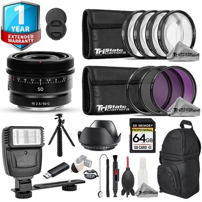 Sony FE 50mm f/2.5 G Lens - 19pc 64GB Pro Bundle + 1 Yr Warranty