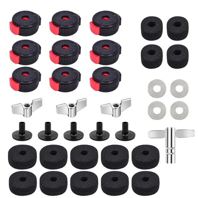 #ad #ad 36 PCS Cymbal Replacement Accessories Clutch Felts Wing Nuts Sleeves Red Washer $33.13
