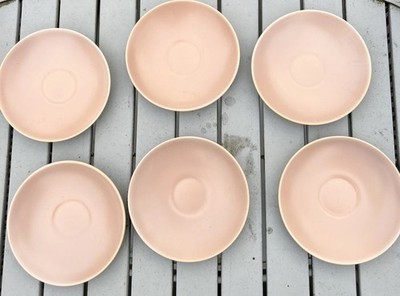 7 Untertassen Poole Keramik Twintone Pfirsichblüte & Möwe Farbe. vintage 50er jahre