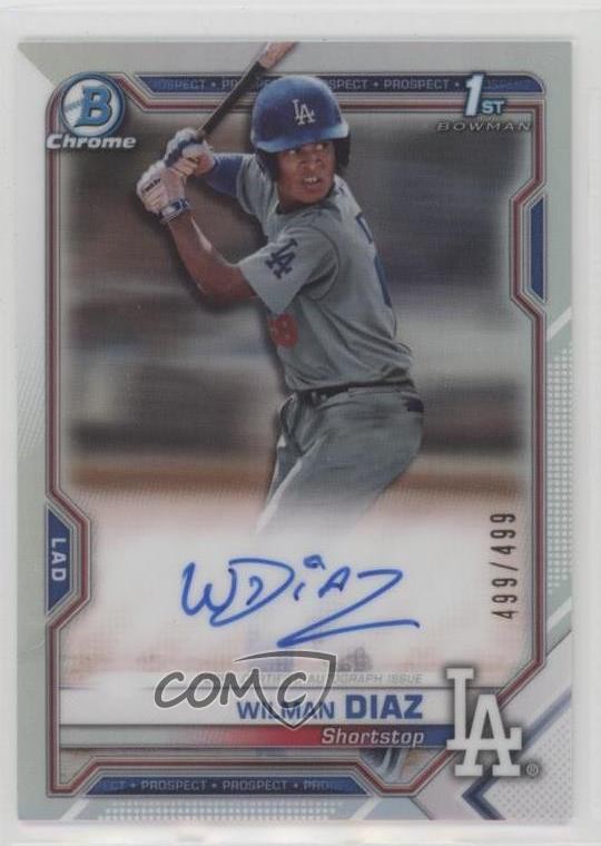 2021 Bowman Chrome Prospect Refractor 499/499 Wilman Diaz #CPA-WD Auto 0f5t