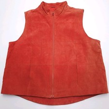 Vintage Arizona Vest Womens XL Orange Suede Leather Pockets