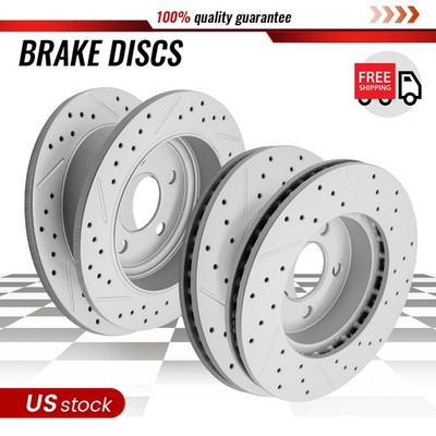 Front Rear Drilled Slotted Brake Rotors for 2003 2004-2007 Jeep Liberty 3.7L V6