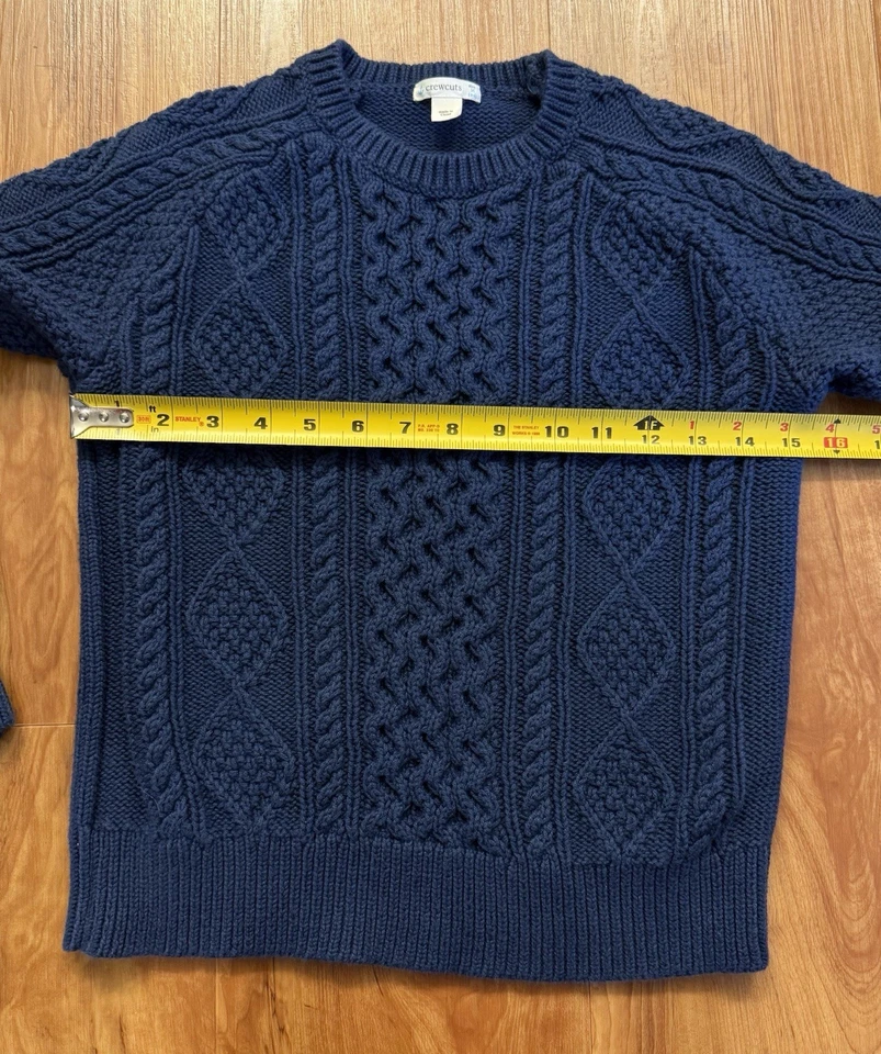 Suéter J Crew CREWCUTS Niños Clásico Preppy Tejido con Cable Azul Marino Talla Mediana 8-9 Foto 4 de 4