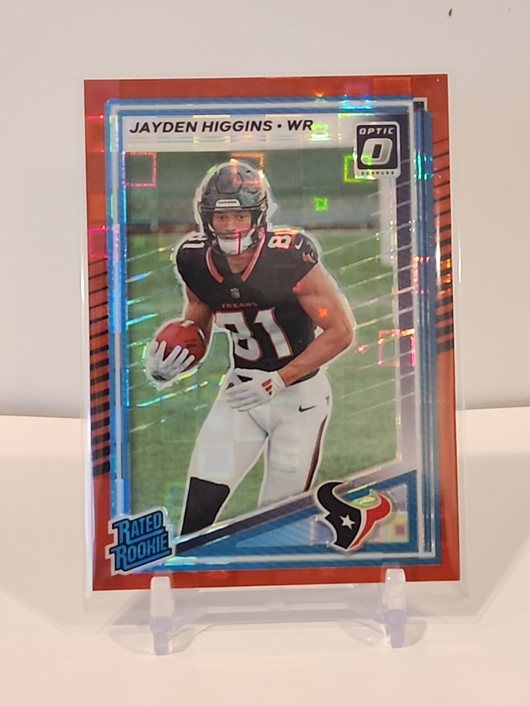 2025 Panini Donruss - Rated Rookie Jayden Higgins #334 Optic Preview Red Pandora