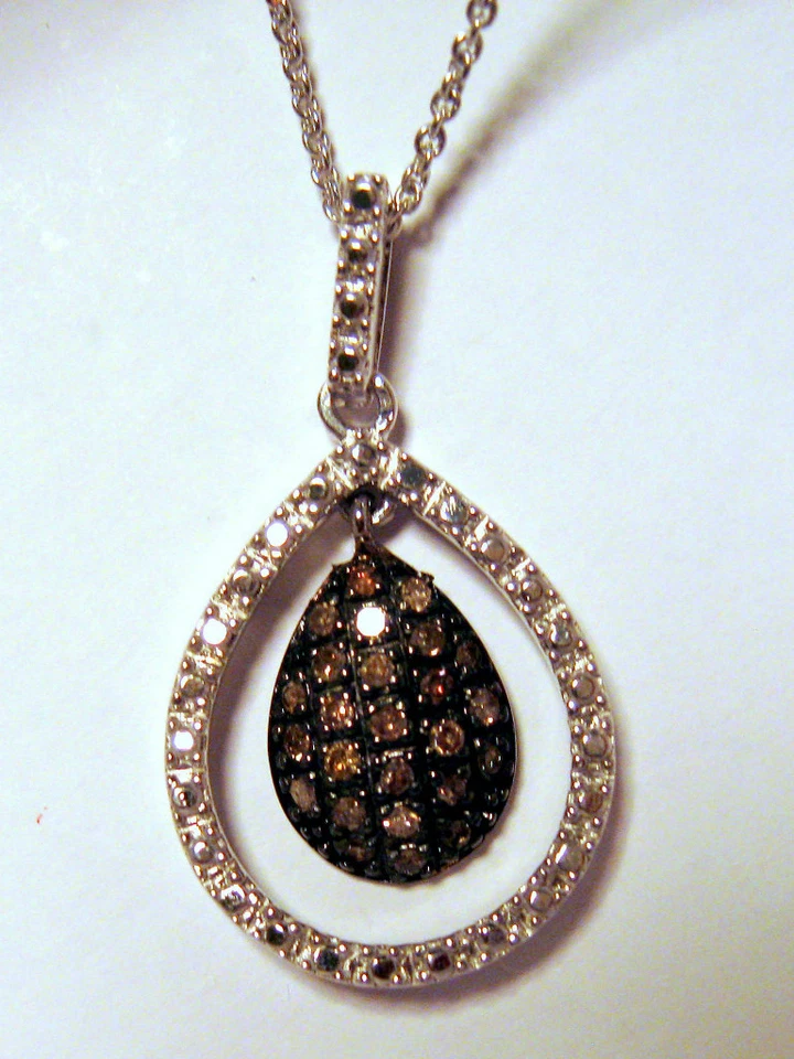 .25 CT Champagne Color Diamond Pendant -  Tear Drop Cut Out - Image 4 of 4