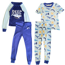 Little Rebels Boys 4-Piece Blue Ocean Adventure Pajama Set Size 4 and 7 