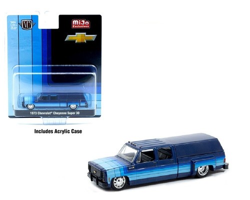 Camion Chevrolet Cheyenne Super 10 1973 Bleu 1/64 M2 Machines - Édition Limitée, Sans Plateau