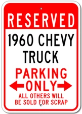 1960 60 CHEVY TRUCK Parking Sign Custom Vintage Garage Aluminum Plaque Decor