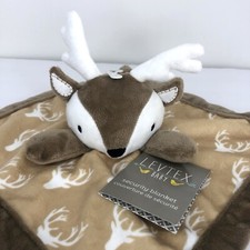 Levtex Baby Deer Lovey Plush Security Blanket Buck Antlers Reindeer Brown NWT