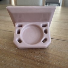 Pink: Ceramic-Porcelain Toothbrush Holder Glossy Vintage 730.