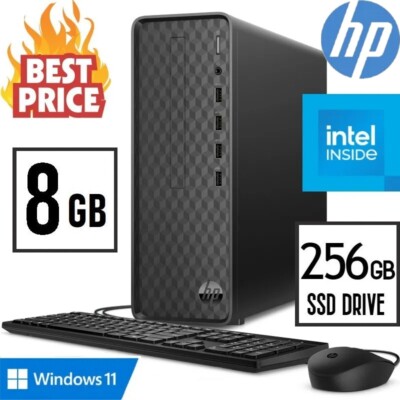 HP Slim Desktop PC Intel Pentium QuadCore 3.20GHz 256GB SSD 8GB Ram Drive WiFi