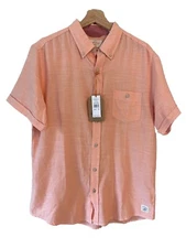 NWT $60 WEATHERPROOF VINTAGE -Short Sleeve Button-Up Peach Shirt Size Medium M -