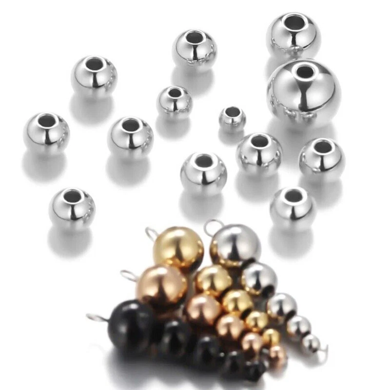 3MM-8MM EDELSTAHL PERLEN CHARM ARMBAND BASTELN SILBER GOLD SCHWARZ KUGELN KUGEL
