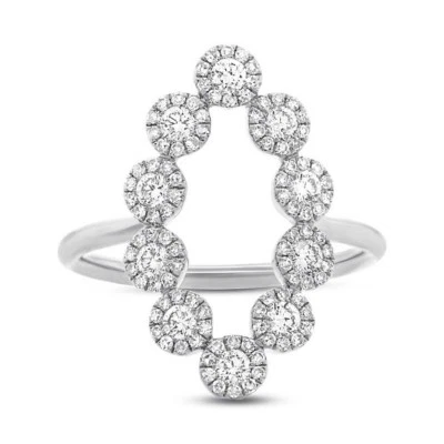 14K Weißgold Diamant Offener Oval Halo Cocktailring Damen Marquise 0.72ct - Bild 1 von 3