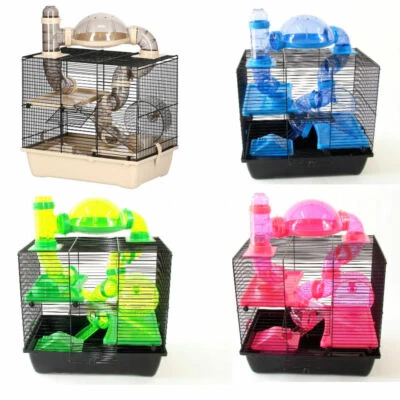 XXL-HEIMTIERCENTER XXL Nagerkäfig Hamsterkäfig Mäusekäfig Käfig viele Röhren, Haus, Laufrad Rocky