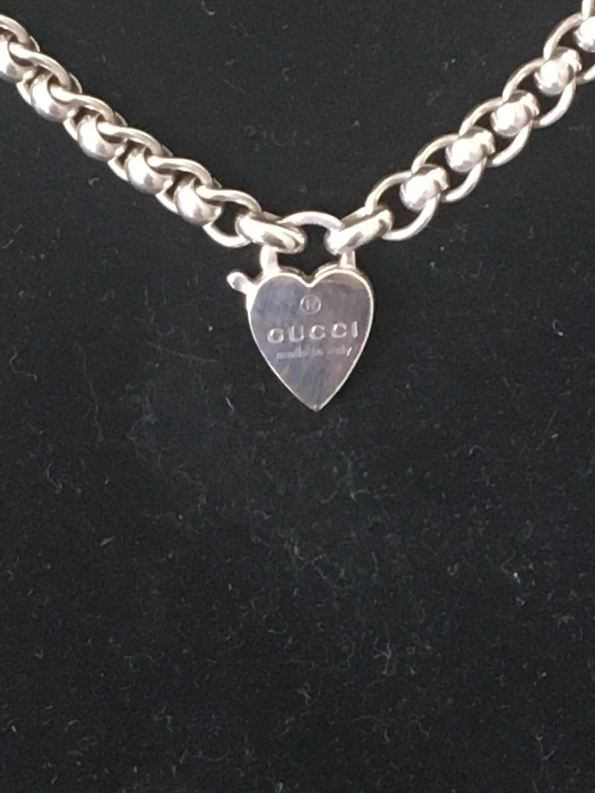 Collana Grassetto Catena Argento Sterling Gucci con Fibbia Cuore Logo Gucci 45 8 gms
