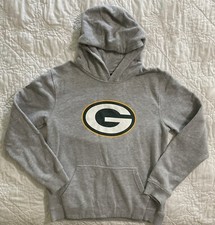 Outerstuff NFL Green Bay Packers Logo Fleece Hoodie, Youth Large 14/16, Gray