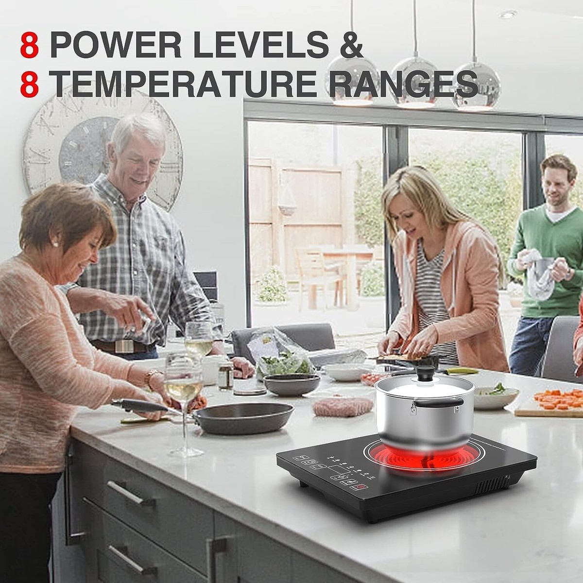 Electric Cooktop QTYANCY Portable Ceramic Cooktop 120V 8 Power Levels Touch  | eBay