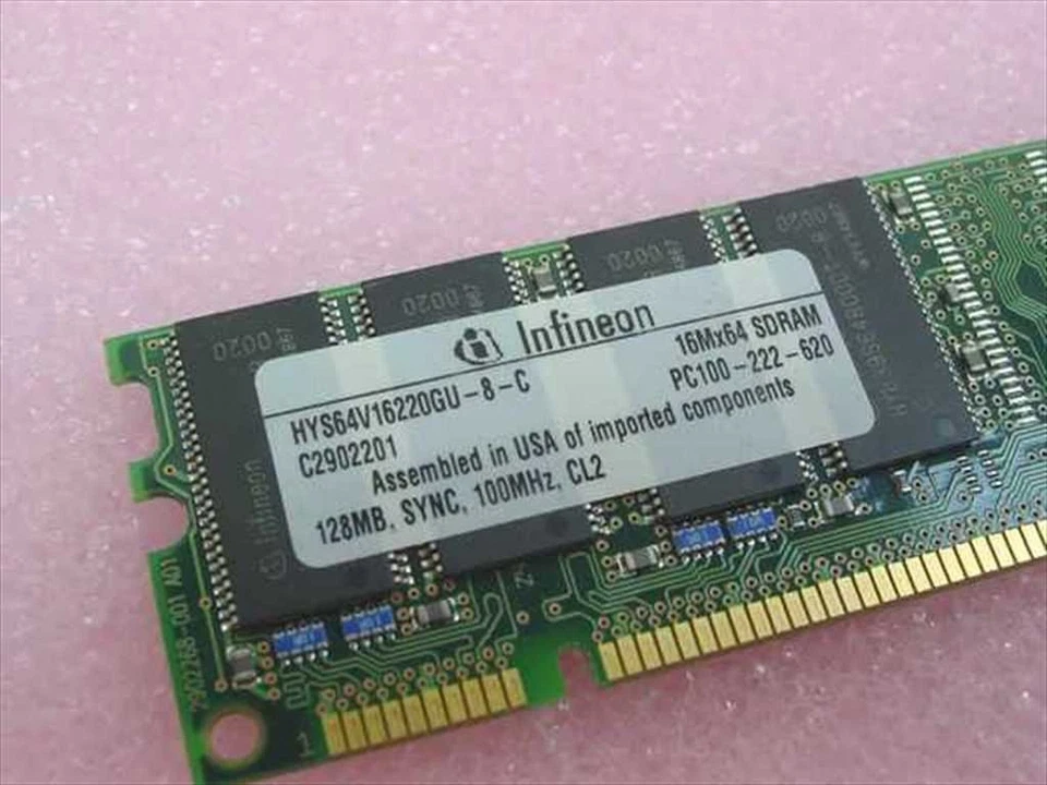 Infineon HYS64V16220GU 128MB 168 Pin PC100 SDRAM Memory - Image 2 of 3